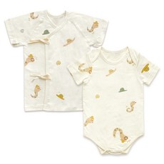 Ikii Eki幼兒用有機肚衣+連身衣組 短袖