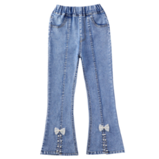 Angel Eye 女童剪裁正面蝴蝶結丹寧喇叭褲