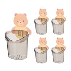 허그 베어 시원한 물빠짐 흡착판 + 다용도 욕실 컵, 그레이, 5개