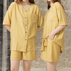 테라우드 여성용 인견 매듭포인트 반팔 잠옷 상하 2세트