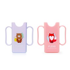 FLEXA 鋁箔包飲料盒輔助杯架組 6個月以上適用 2個, 紫色+粉紅色, 1組