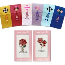 永恆康乃馨胸針 + 感謝卡 X100-3 2件組 + 流蘇零用錢信封 S1 6件組, 混合色, 1套