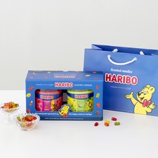 HARIBO 大罐香氛蠟燭2入禮盒組 + 購物袋, 最佳香氛 A(草莓幸福, 椰子萊姆), 混合色