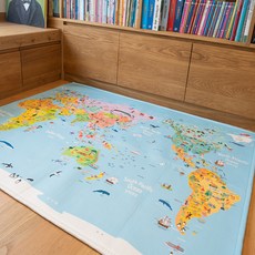 에이든여행지도 세계지도 러그, 블루