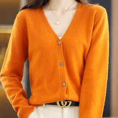 soleil 女款V領寬鬆短版素色針織開襟衫