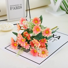 더플로우커머스 조화 홈 웨딩 장식 촬영 소품 카모마일 꽃다발, 오렌지, 1개