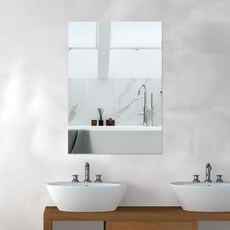 任何人都可以輕鬆黏貼的高品質 5T 防塵防潮方圓鏡 600 x 600 mm, 單色