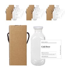 方形奶茶玻璃瓶 500ml+白蓋+貼紙 N7+盒子包裝, 10組