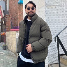 男款寬鬆素色立領科技羽絨外套