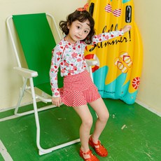 Lala Amang 孩童印花防曬長袖泳衣+泳裙