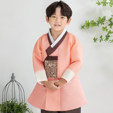 GAON BABY HANBOK 男嬰幼兒粉紅方補韓服套裝 AM237