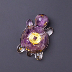 微笑可愛室內裝飾招財烏龜裝飾品冰箱磁鐵 2入, 紫色