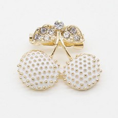 큐빅 보석 패션 앵두 브로치핀, 골드화이트, 1개