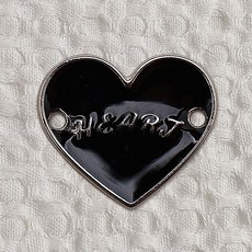 Button King 東大門鈕扣王 愛心金屬Sara標籤 17mm, 黑鎳, 5個