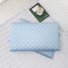 BED&DECO The Wita Pa 橫向涼感記憶棉枕 + 枕頭套組, 藍色, 1個