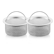 Kitchen Awesome 手柄不鏽鋼水槽排水口過濾網, 2個, 銀