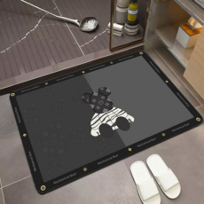 Signpost防滑可水洗珪藻土腳踏墊, 條紋熊