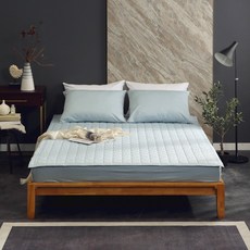 BOUNTIFUL 高級精梳棉緞面雙面床墊, 天藍色