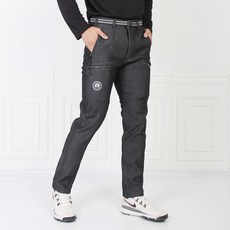 Mineflow 男款丹寧登山刷毛保暖牛仔褲 + 皮帶 HAD6W