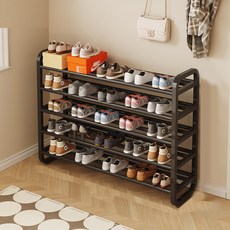 YEHOME 橢圓橫向加寬5層鞋櫃 75cm, 1個, 黑色