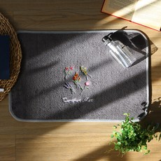 細纖維刺繡廚房浴室腳踏墊, 木炭