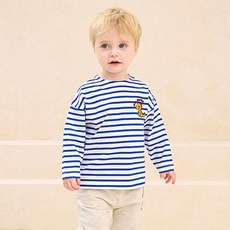 밀크마일 아동용 스트라이프 디노 티셔츠