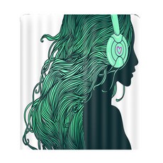 耳機女孩插畫浴簾 A_RD_275, 1個