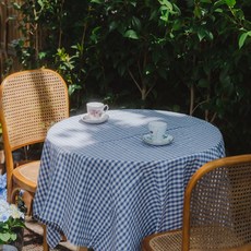 Cottage 日常防水格紋桌布, 海軍藍, 2人座 方形(120 x 120 cm)