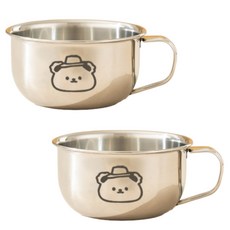 Raondam 浴室不鏽鋼304帶把手漱口杯 220ml, 2個, 混合顏色