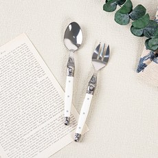 라귀올 티 스푼 + 포크 세트 화이트, 1세트, 티스푼 + 케이크포크