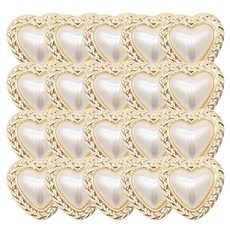 愛心立體珍珠扣, 白金, 20個
