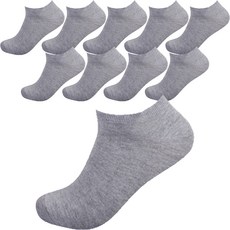 TS7 여성용 면 스포츠 스니커즈 무지 양말 10족, 그레이, 10개