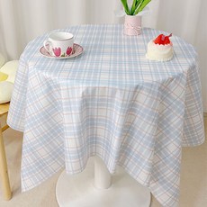GUNU 홈카페 빈티지 감성 귀여운 테이블보, 블루체크, 1개, 90 x 90 cm
