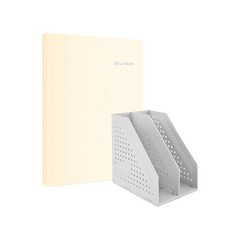 deLi 雙折書架 + Linfini 透明文件夾 20 張套組 78999-72411, 灰色（書架），黃色（堆）, 1套