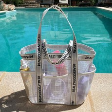 소리달 투브리 피크닉 그물 숄더백 여행용 캐주얼 투명 PVC 가방