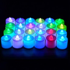 이디오 LED 티라이트 캔들 양초 랜턴 24p, 무지개발광