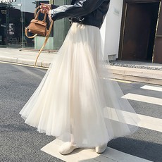 peilit 女款下擺不收邊鬆緊腰圍紗質長裙