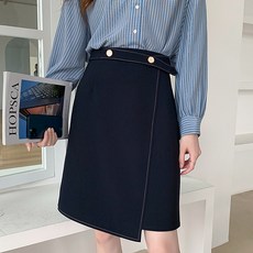 LUNAGIRL 雙扣腰帶不對稱半身裙