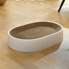 바디보 고양이 타원형 스크래쳐, 화이트, 1개