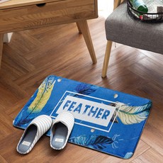 JCP羽毛圖案防滑門墊 S, 1個, 藍色