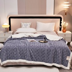 Sharemall 素色簡約牛奶超細纖維加厚刷毛立體毯