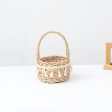 微笑提把花盆籃 流蘇款小型, 1個, 混合色