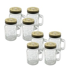 ROYAL BODEN 可插吸管上蓋梅森馬克杯, 500毫升, 8個