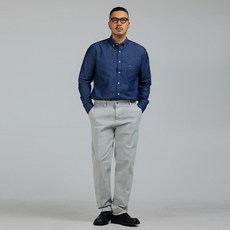 파이브엑스라지 남성용 빅사이즈 스탠다드 포켓 데님 셔츠