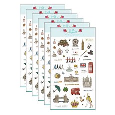 Petit 旅遊系列造型設計貼紙, 英國 (PD849), 6個