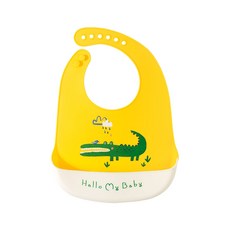 Lavi bebe 矽膠吃飯圍兜, 鱷魚(黃色), 1入