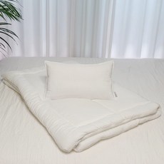 ahtty blanc 幼兒用雙面莫代爾枕頭套2入 + 枕芯 + 四季被套組, 白色