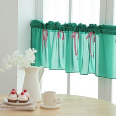 Maison Textile ChouChou 雪紡遮蔽短簾 蝴蝶結款, 綠色