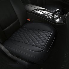 River Fox Carshopmall 汽車坐墊 絎縫打孔 皮革坐墊 前座 中型 延伸款 53 x 55 cm, 黑色, 1個