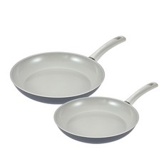 HAPPYCALL 電磁爐適用Blitz系列陶瓷塗層單柄鍋具 2入組 A款, 平底鍋24cm+28cm, 炭灰色